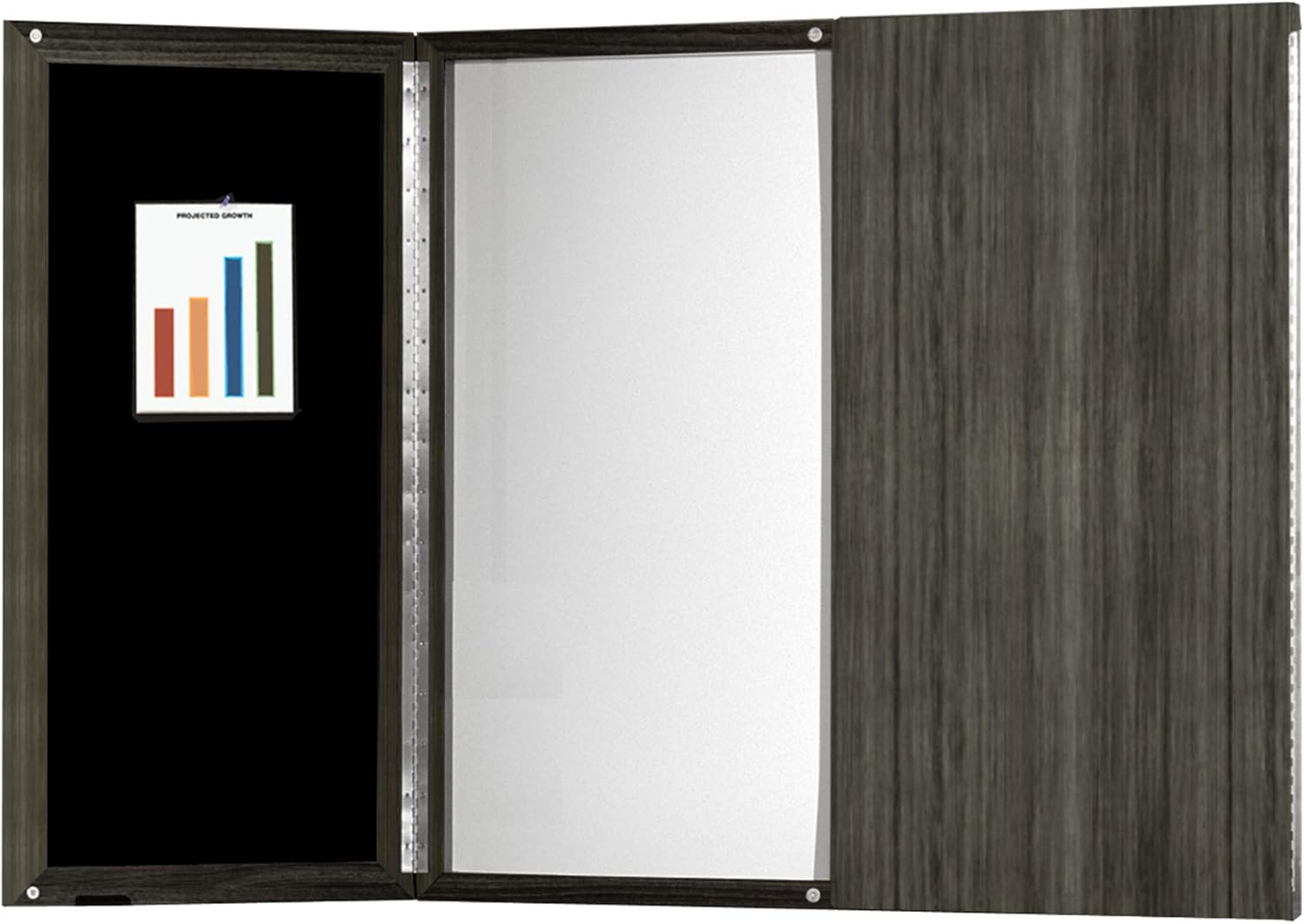 Safco Medina Presentation Board with Dry Erase Center Panel, 65" x 75" Gray Steel Laminate
