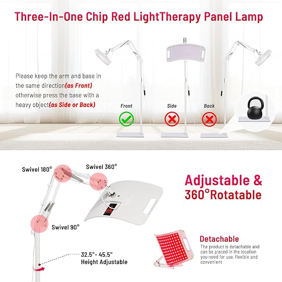 Red Light Therapy for Body face Back Knee, 660nm 850nm Near Infrared Light Therapy with Stand, 3-in-1 LED Beads Light, Larger Panel for Face Body, Gift for Mom Women Wife Sister Girlfriend