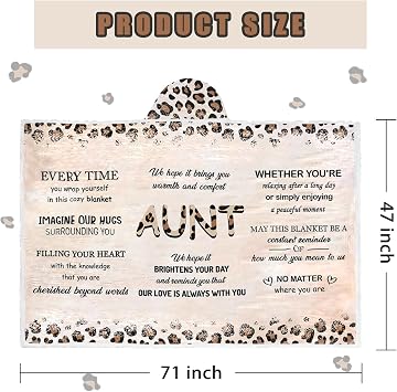 Aunt Gifts Wearable Blankets, Gifts for Aunt from Niece Nephew, Beloved Auntie Ever Gifts with Leopard Print Pattern and Heartfelt Blessings, Auntie Gifts for Christmas Birthday
