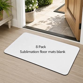 8 Pack Sublimation Door Mat,15.7 x 23.6 Inch Blank Heat Transfer Floor Mats with Non-Slip Rubber Backing for Indoor Entryway
