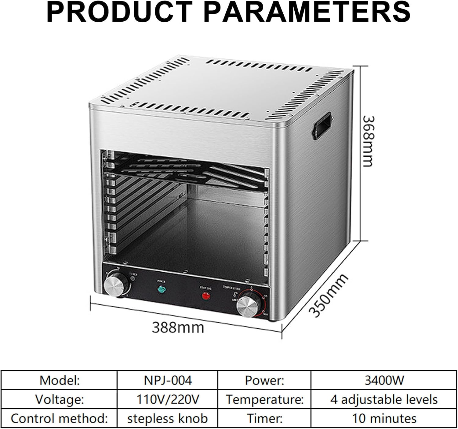 Commercial Electric Steak Broiler,Steak Grill, 800°C Constant Temperature Electric Oven, Adjustable Time Temperature