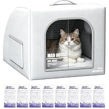 Pet Cooling House, Air Conditioned Pet House, Foldable Summer Pets Cooling Houses with 8 Ice Packs, Weatherproof Insulated Cave for Indoor Outdoor Kitten Puppy Sleeping Rest