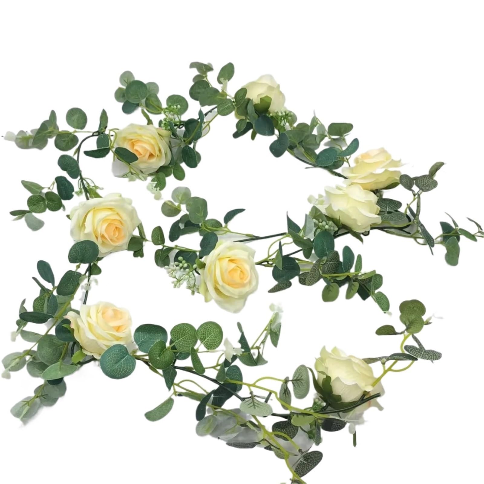 YDYAENIO Fake Rose Flower Hanging Vine 1pcs Artificial Flowers Garland Vintage Fake Flower Peony Rose Vine Greenery Decorative Wall Wedding Hanging Decor
