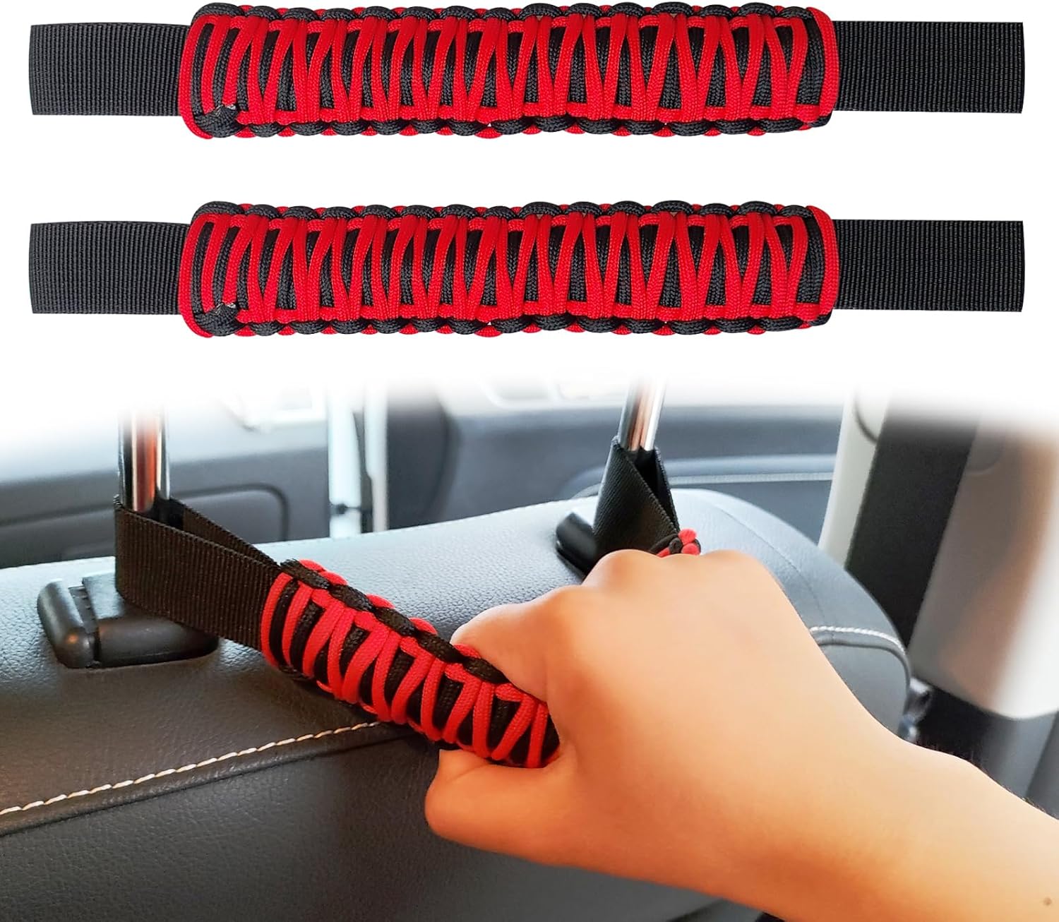 2Pcs Headrest Grab Handles, Car Front Rear Seat Back Roll Bar Grip Handles Kit, Nylon Grab Handl with Headrest Mounted, Heavy Duty Automotive Interior Accessories Universal for SUV Truck Pickup(red) 2Pcs Headrest Grab Handles, Car Front Rear Seat Back Roll Bar Grip Handles Kit, Nylon Grab Handl with Headrest Mounted, Heavy Duty Automotive Interior Accessories Universal for SUV Truck Pickup(red)