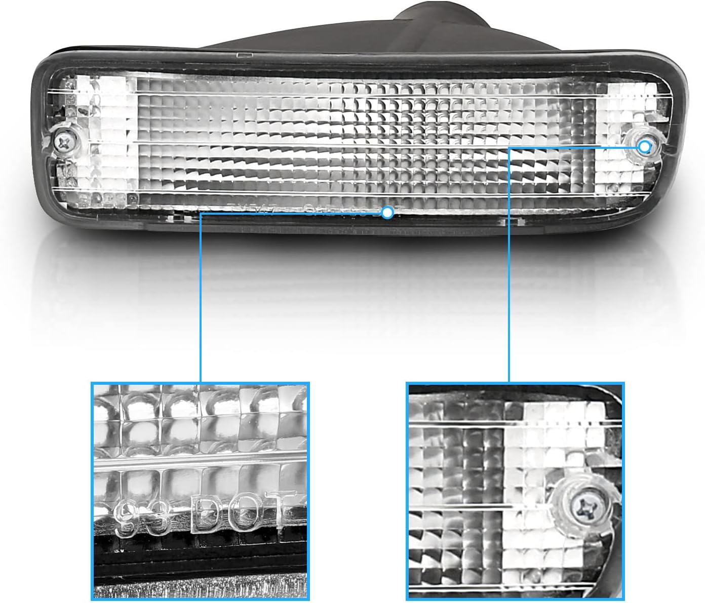 AmeriLite For Toyota Tacoma 4WD 1995-1997 | 2WD 95-2000 Clear Chrome Bumper Lamp Turn Signal Lights Pair - Passenger and Driver Side