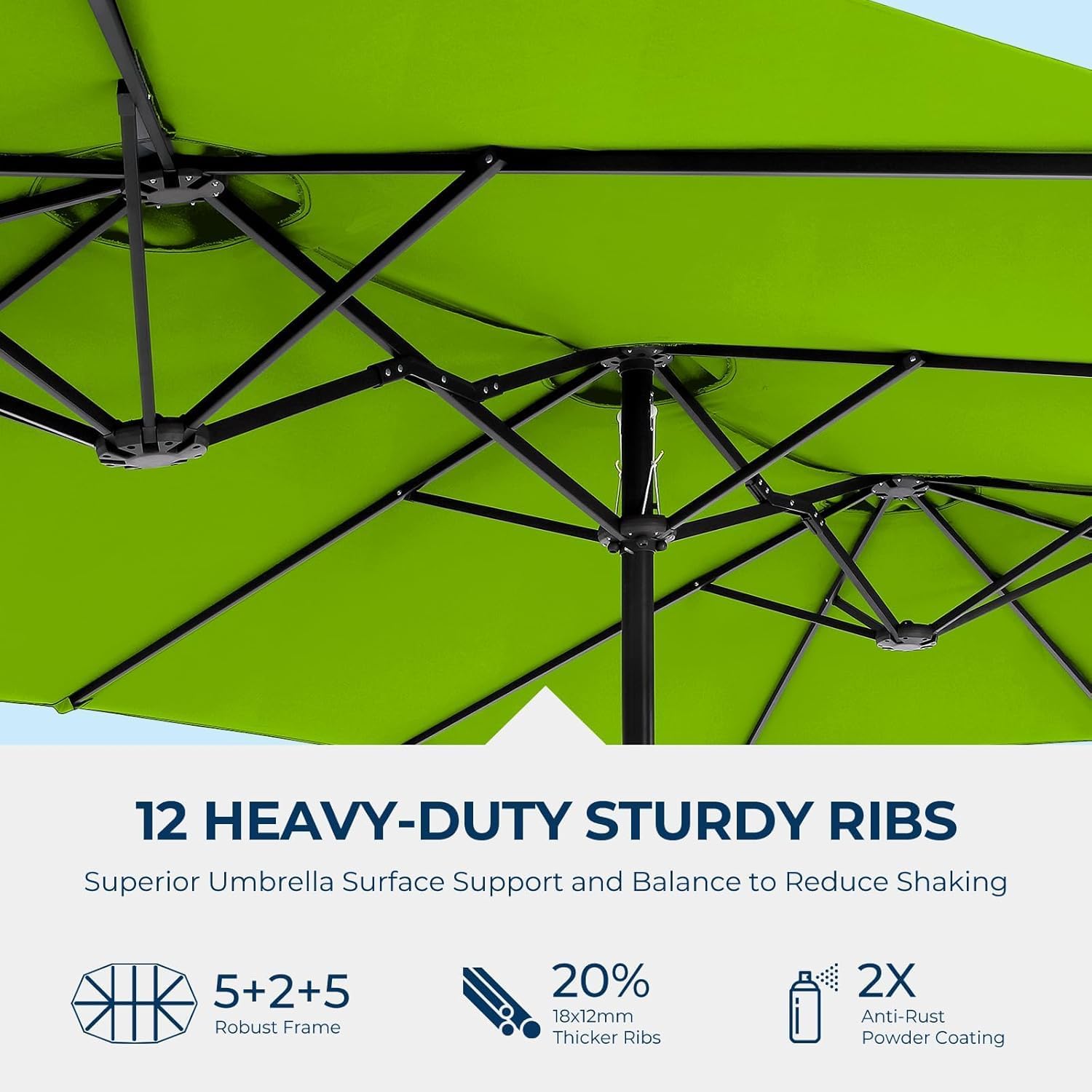 HOMSHADE Large Patio Umbrellas with Base Included, Rectangle Oversized Double Sided Umbrella Outdoor Patio for Pool, Market, Deck, Garden