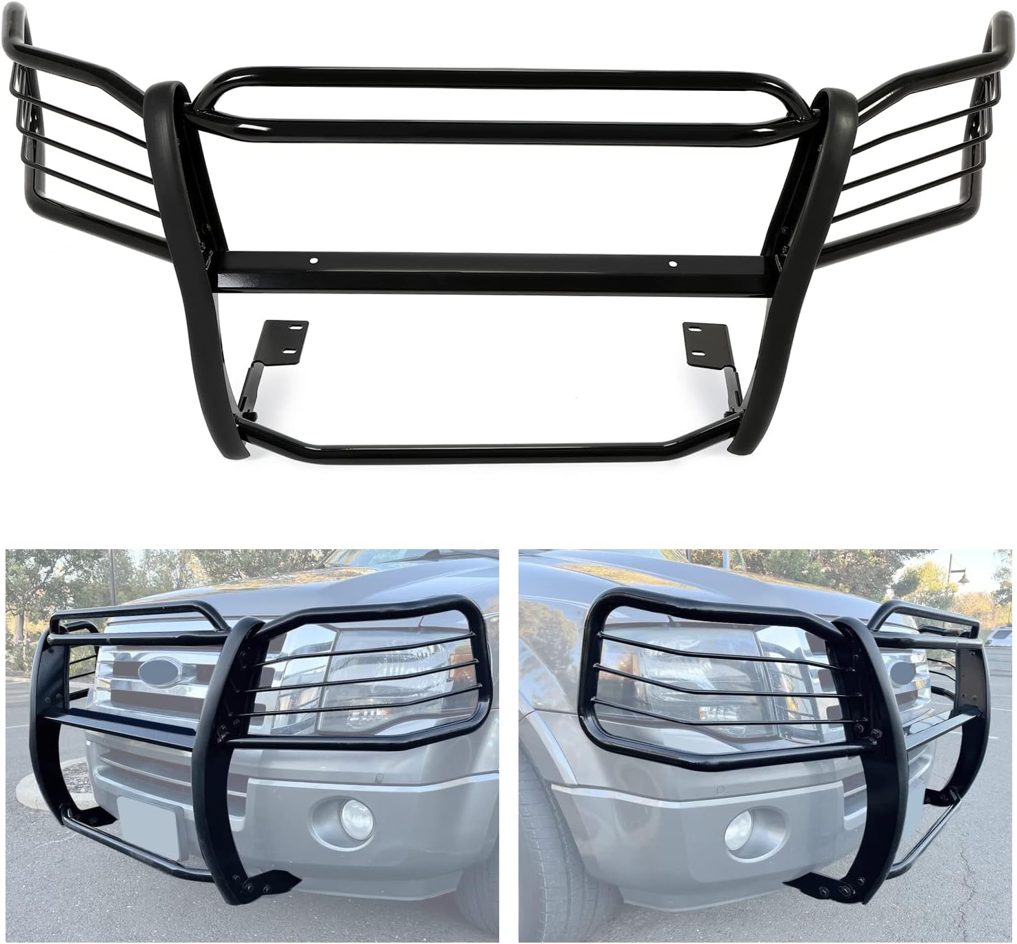 Kojem Brush Guard Compatible with 2003-2017 Ford Expedition Steel Front Bumper Grill Grille Guard Protection Protector Black Power Coated