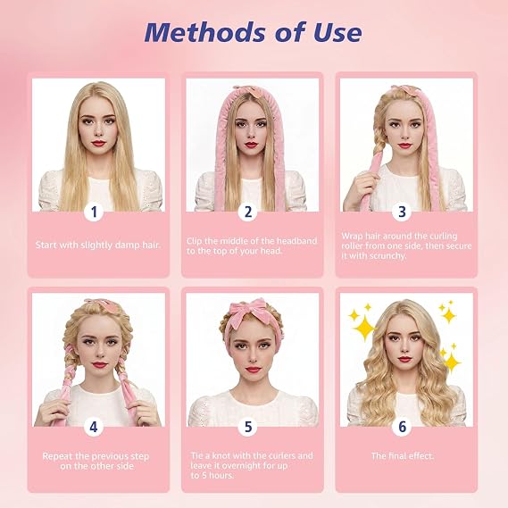 Heatless Curls Overnight, Heatless Hair Curlers to Sleep in, Brown