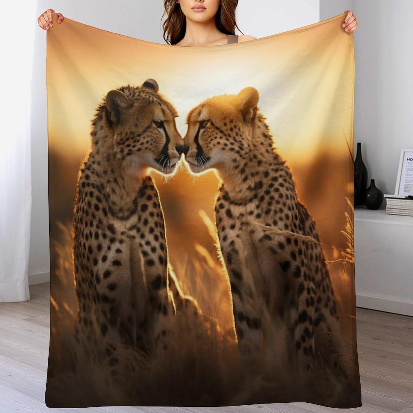 Couverture léopard douce 140x180 lavable en machine pour plaid de lit