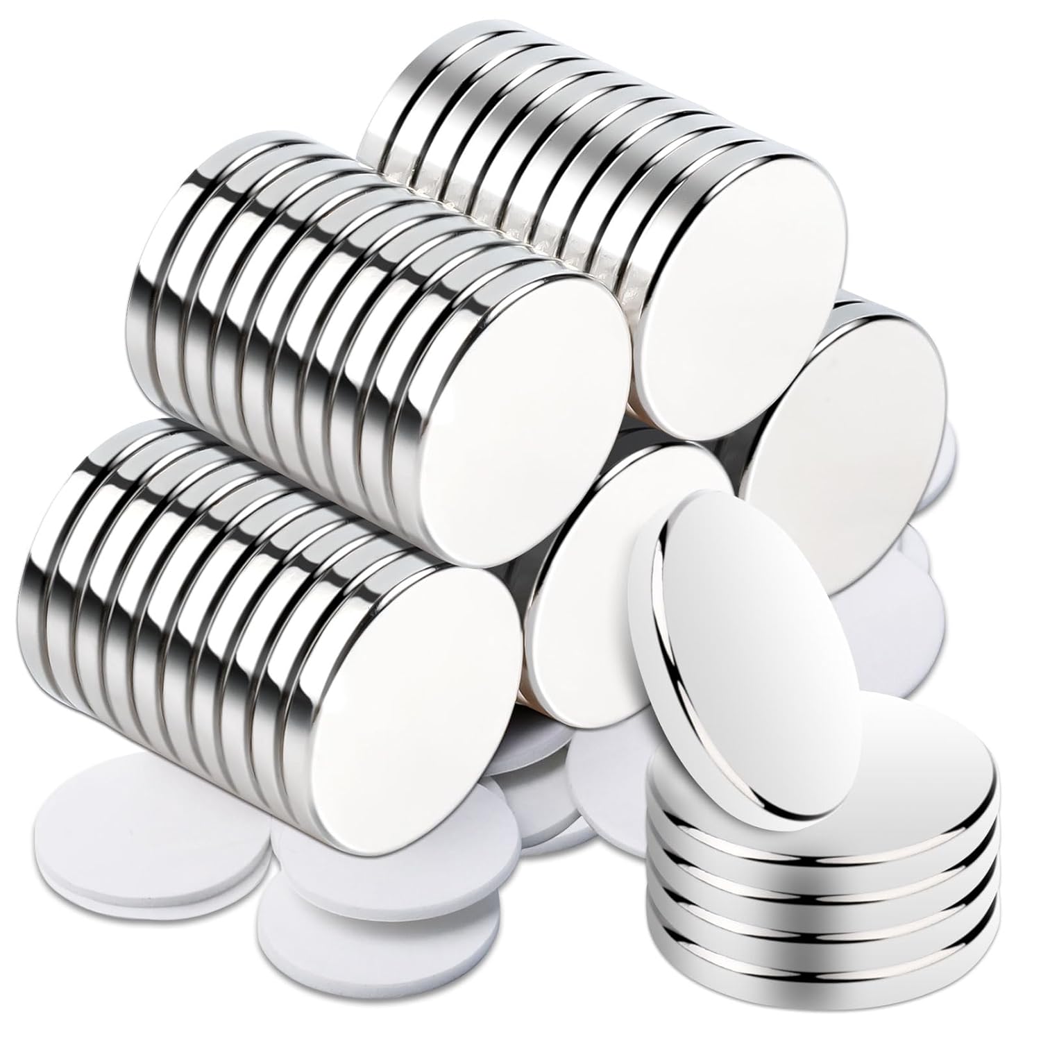 Neodymium Magnets Rare Earth Magnets 25x2mm Round Magnet with Double-Sided Adhesive Backing for Industrial 35Pack