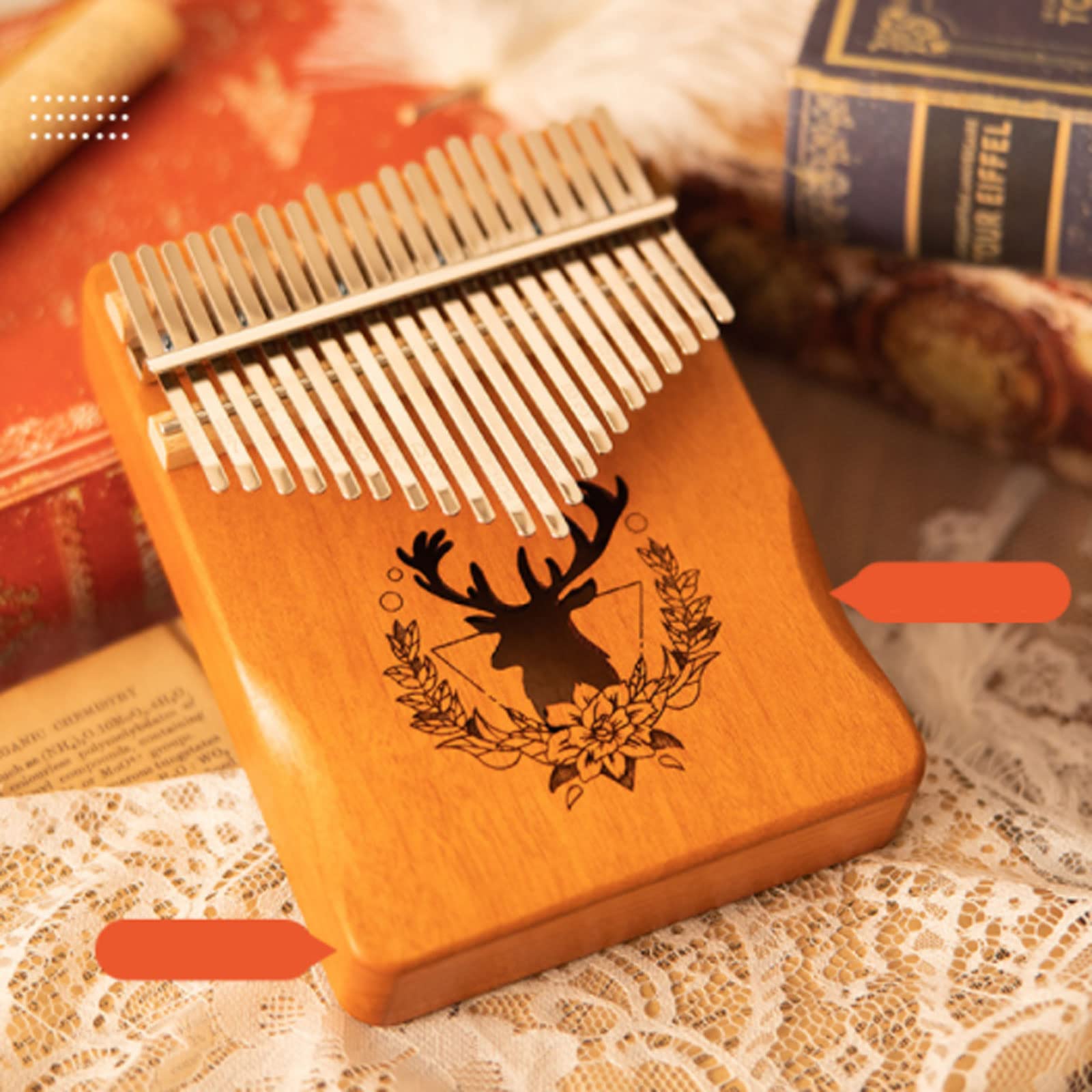 Suono Squisito Thumb Piano, 17 Tasti Finger Piano ， Motivo Floreale retrò Cervo ， Strumenti per Pianoforte a Dito per Principianti per Ragazze Regali 3 Colori Facile da Giocare
