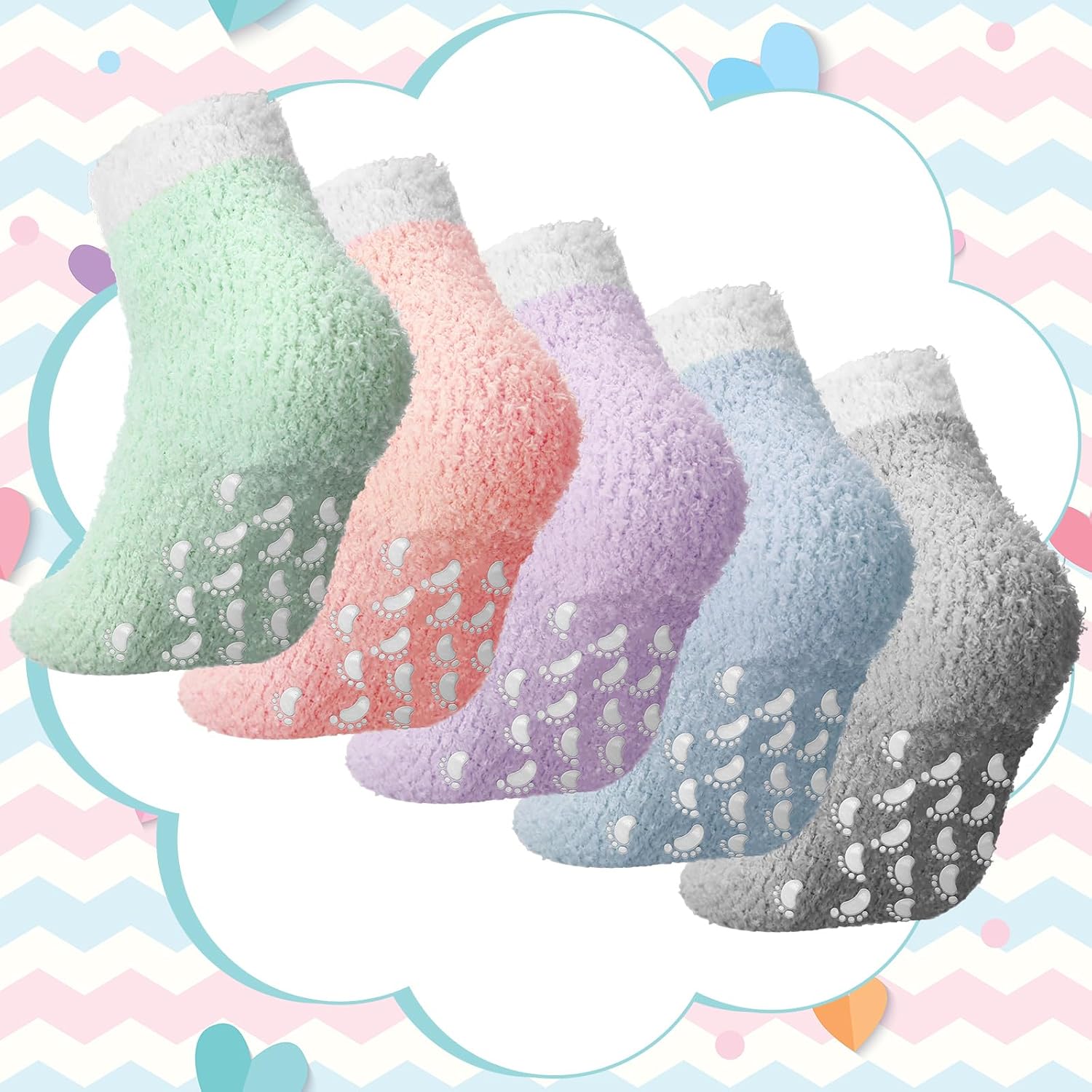 Liitrsh 30 Pack Fuzzy Socks Bulk with Grips Soft Warm Winter Cozy Fluffy Non Slip Hospital Socks for Women Gifts, 5 Colors