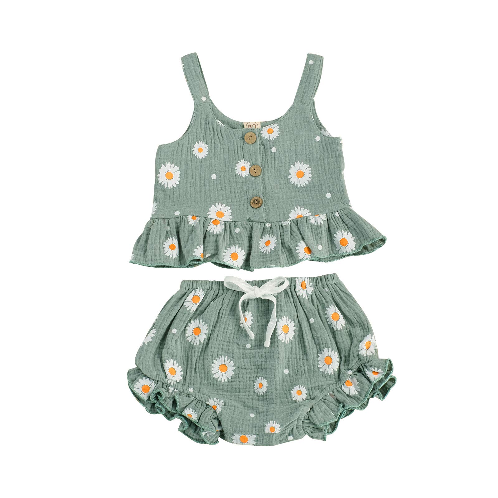 Loalirando Bebé Niña Conjunto Verano de Dos Piezas Traje de Ropa Floral para Niña Pequeña Juego Camiseta sin Manga Chaleco de Volantes + Pantalones Cortos Braguitas para Chica de 6 Meses a 5 Años
