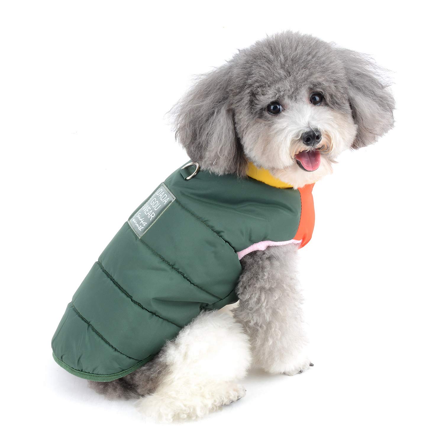 Zunea Impermeable Abrigo Chaqueta para Perros Pequeños Invierno Cachorro Arnés Chaleco Ropa Caliente Chaleco de algodón con Anilla en D para Mascota Gato Perros pequeños niño y niña Verde S