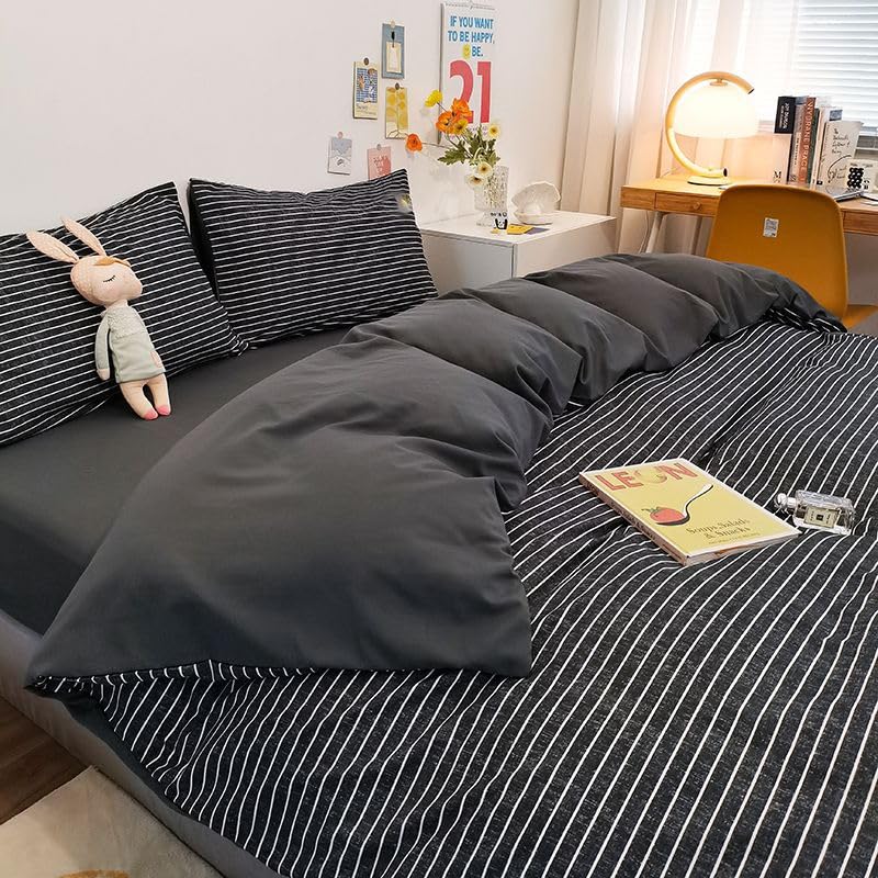 Linge de lit bohème noir 240x220 en microfibre premium texturée - 6