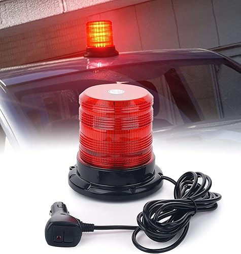 LUMENIX Luz LED roja de baliza en la azotea, magnética  Montaje de tornillo giratorio estroboscópico luces de policía intermitentes de seguridad