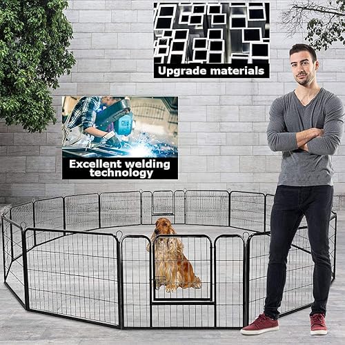 Vista 26 de BestPet - Corralito de 24/32/40 pulgadas de altura para perros de todos los tamaños, 8/16/24/32 paneles, para ejercicio al aire libre, con puertas