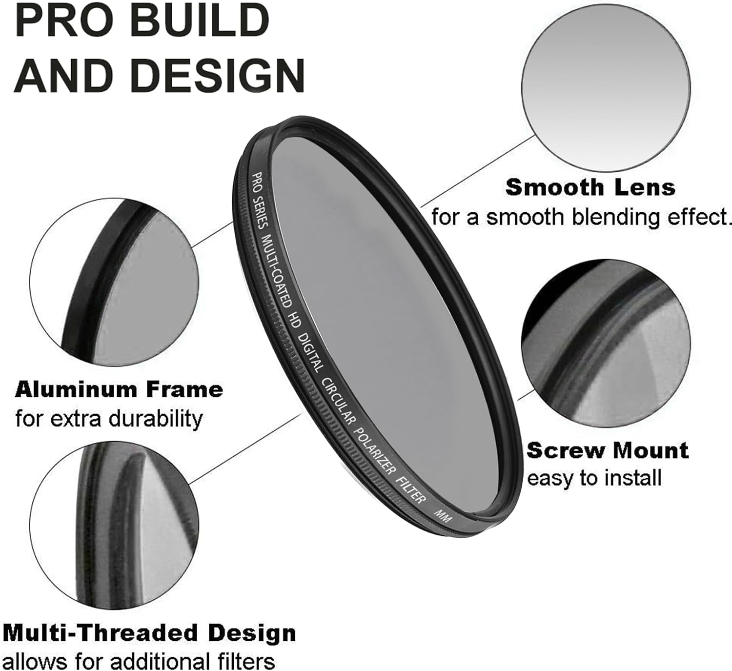 Acuvar 55mm Circular Polarizer Filter Polarizing Filter Multi-Layer Coated Super Slim High Definition CPL Lens Filter Camera Lens Reduce Anti Glare and Reflection for Canon Nikon Sony Cameras