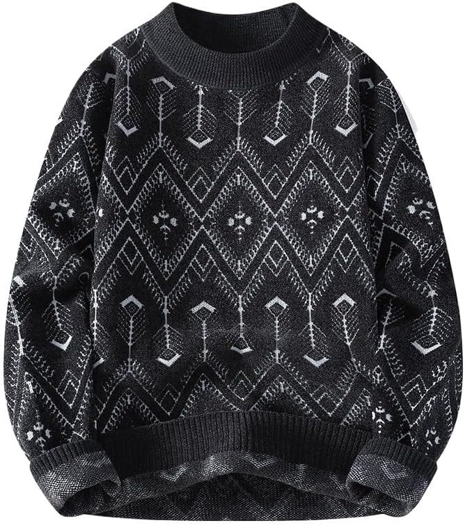 Men's Chenille Sweater Printing Round Neck Knitted Base Sweaters
