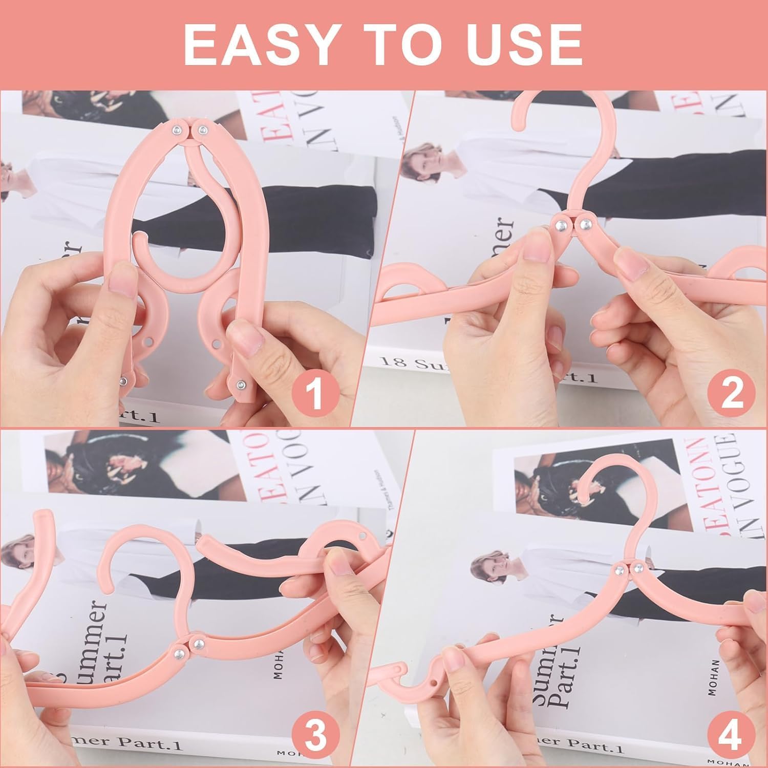 DMJJSD® 20 PCS Travel Hangers Folding Clothes Hangers Portable Plastic Clothes Coats Hangers Non-SlipTravel Hanger Portable Folding Foldable Space Saving Coat Hanger for Home,Hotel,Travel,Camping
