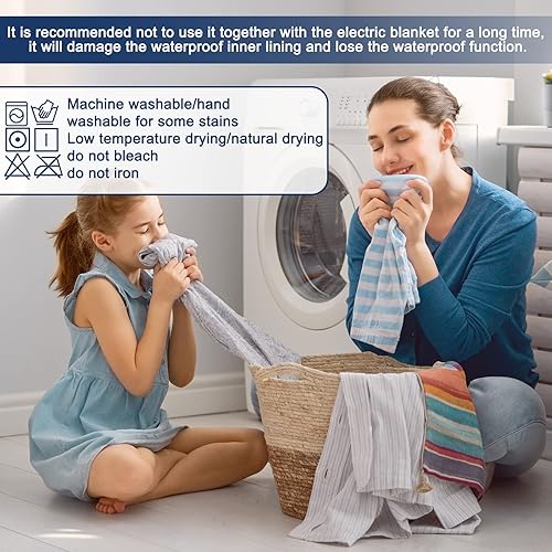 Miniatura 7 de Beclecor Protector de colchón impermeable Queen, transpirable, cómoda y lisa, para máxima protección, bolsillo de 18 pulgadas de profundidad