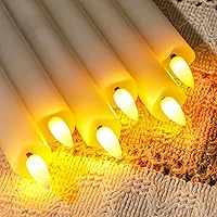Vista 2 de Homemory Waxy Flameless Taper Candles with Remote Timer Dimmer, LED Candlesticks Flickering, Battery Operated Window Candles, 9.6 Inches for
