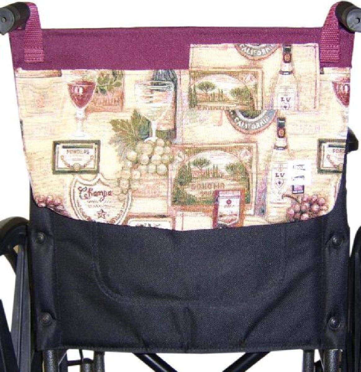 3c5wn Storage Accessory Wheelchair, Tapestry, Wine with Flap