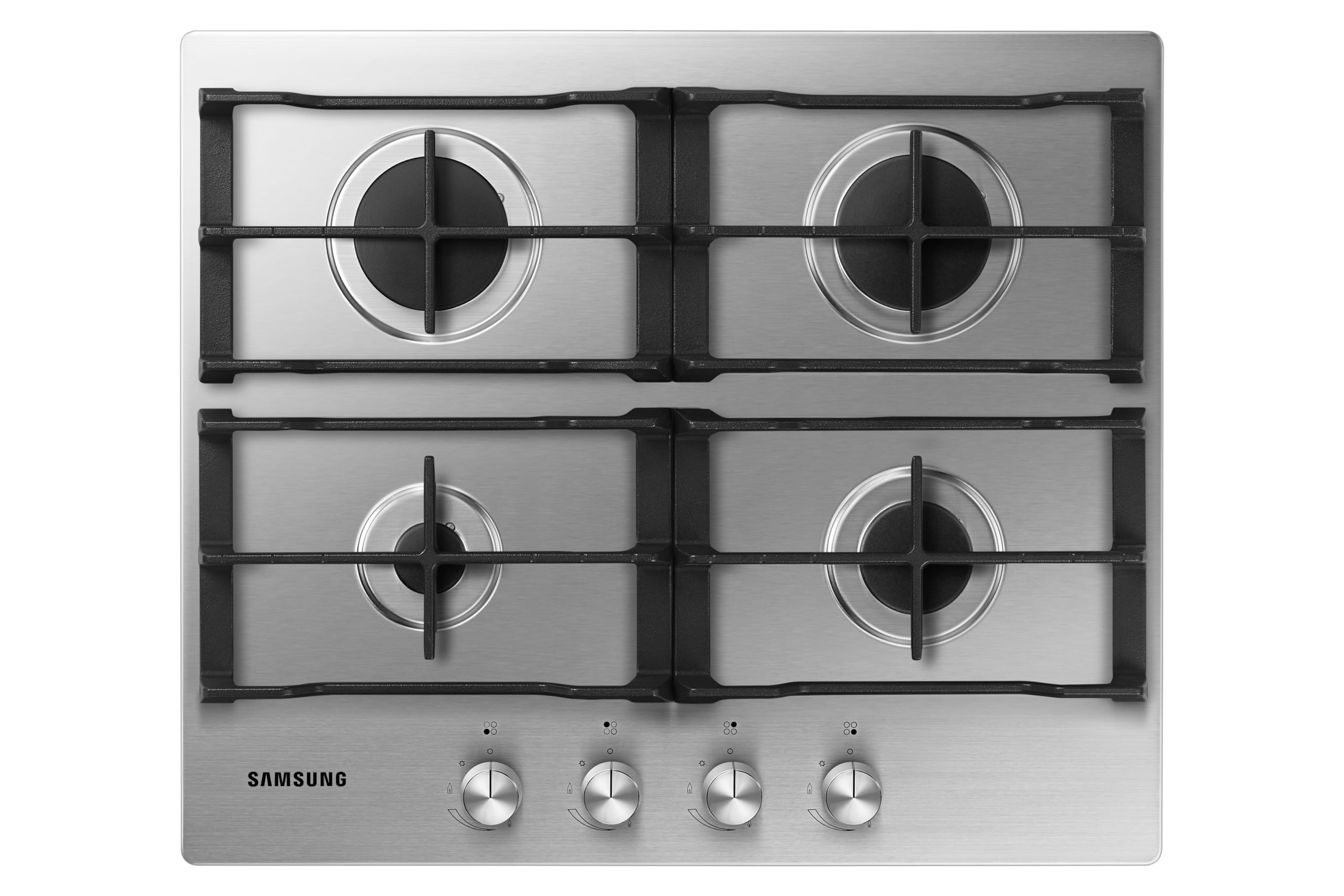 Samsung 4 Burner Gas Hob NA64D3010AS/U1 with Cast Iron Grates, Stainless Steel