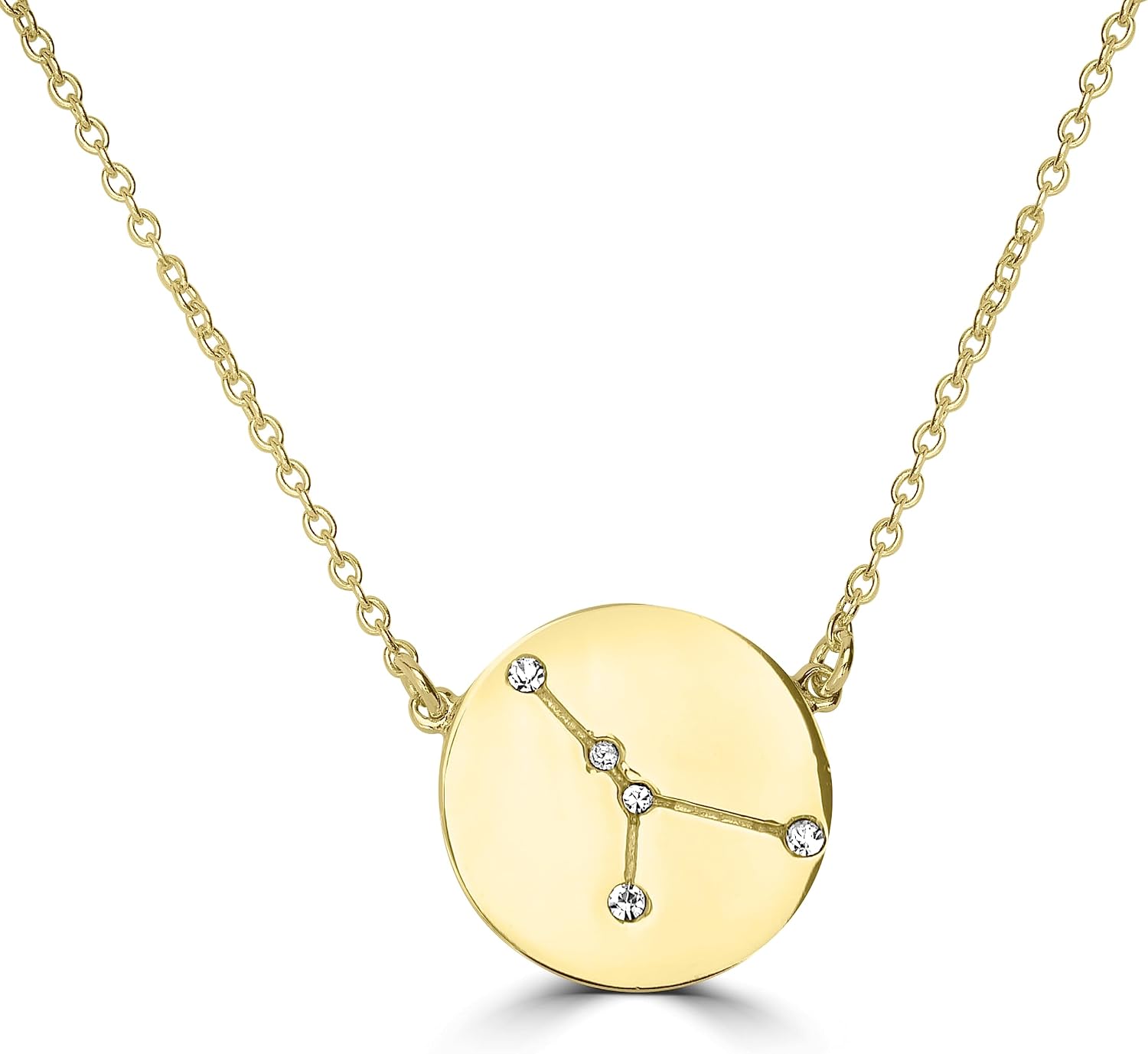 Womens Zodiac Sterling Silver and Gold Plated Crystal Pendant Necklace With 16 Inch Cable Chain Birthmonth Pendant - Jewelry Gift for her