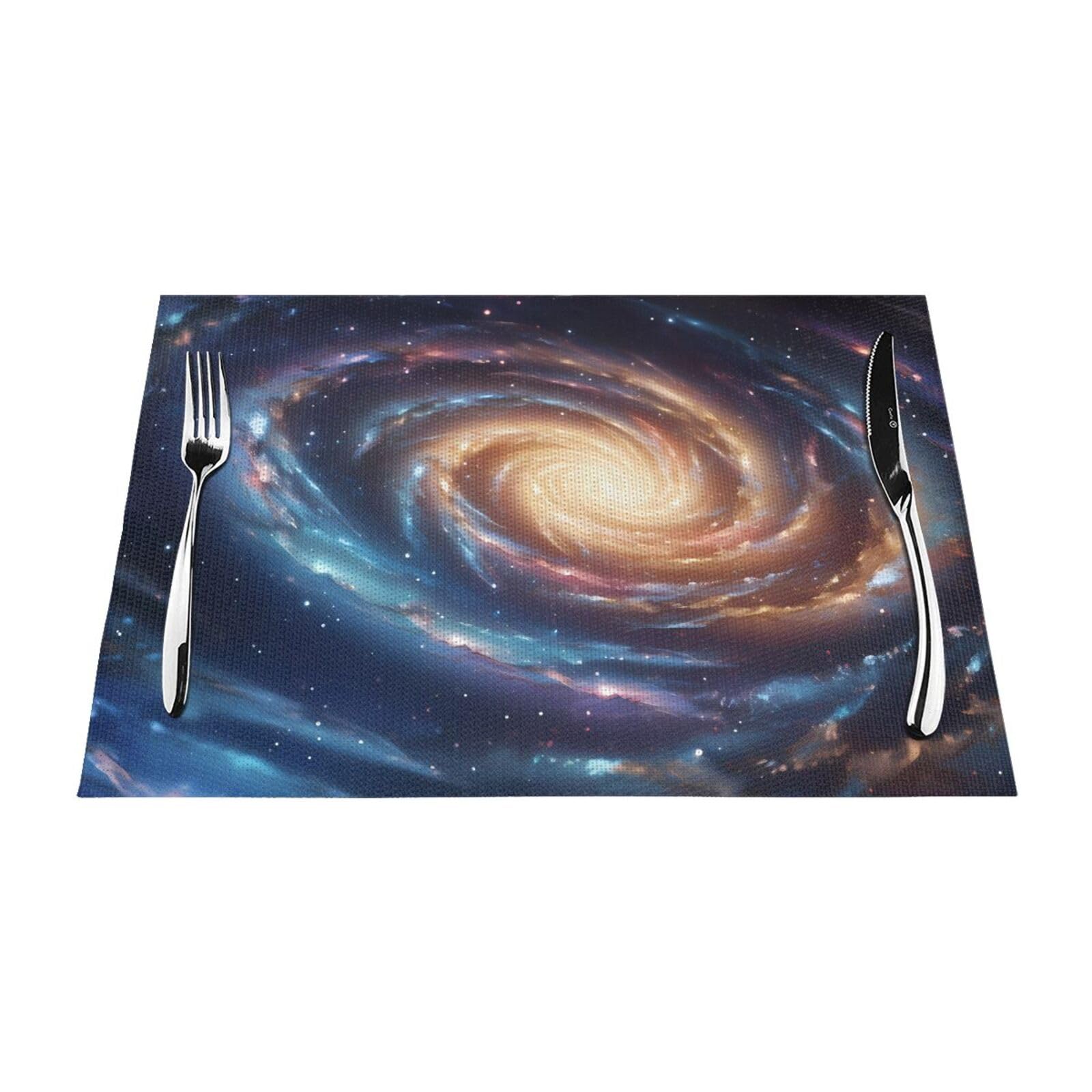 Lot de 6 sets de table imprimés spirale cosmique résistants et imperméables