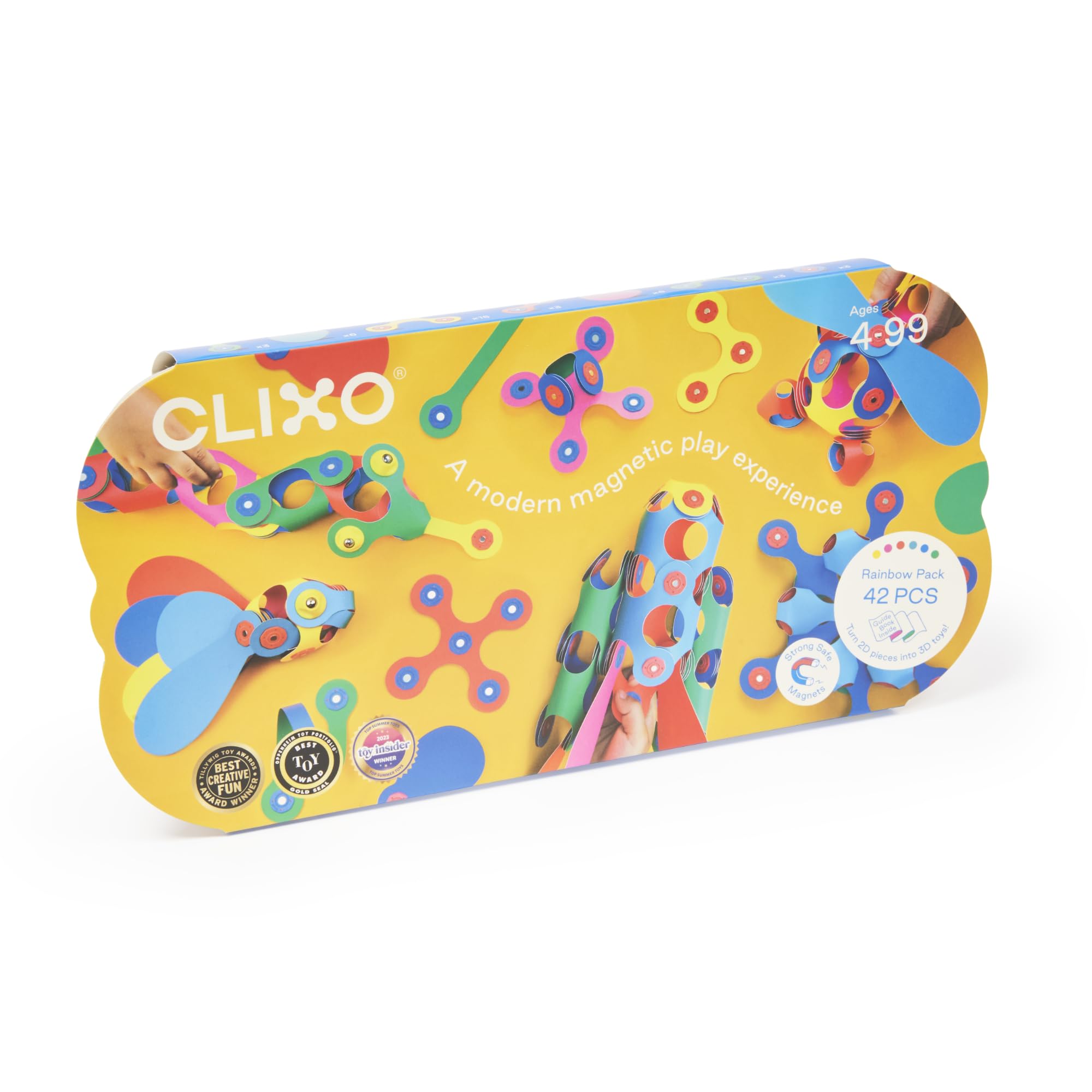 Clixo - Rainbow Pack (Multicolore) - Jeu de Construction Magnetique, Flexible, Durable et Imaginatif – 42 pièces – Dès 4 Ans