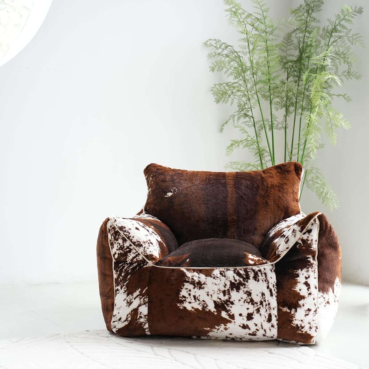 Bean Bag Chair Unstuffed, 3ft Fluffy Faux Cowhide Sofa Chair,Soft Fabric Lazy Style Couch for Adults, Comfy Lounger for Reading Gaming, for Living Room, Bedroom,Game Room (Tricolor) - Image 8