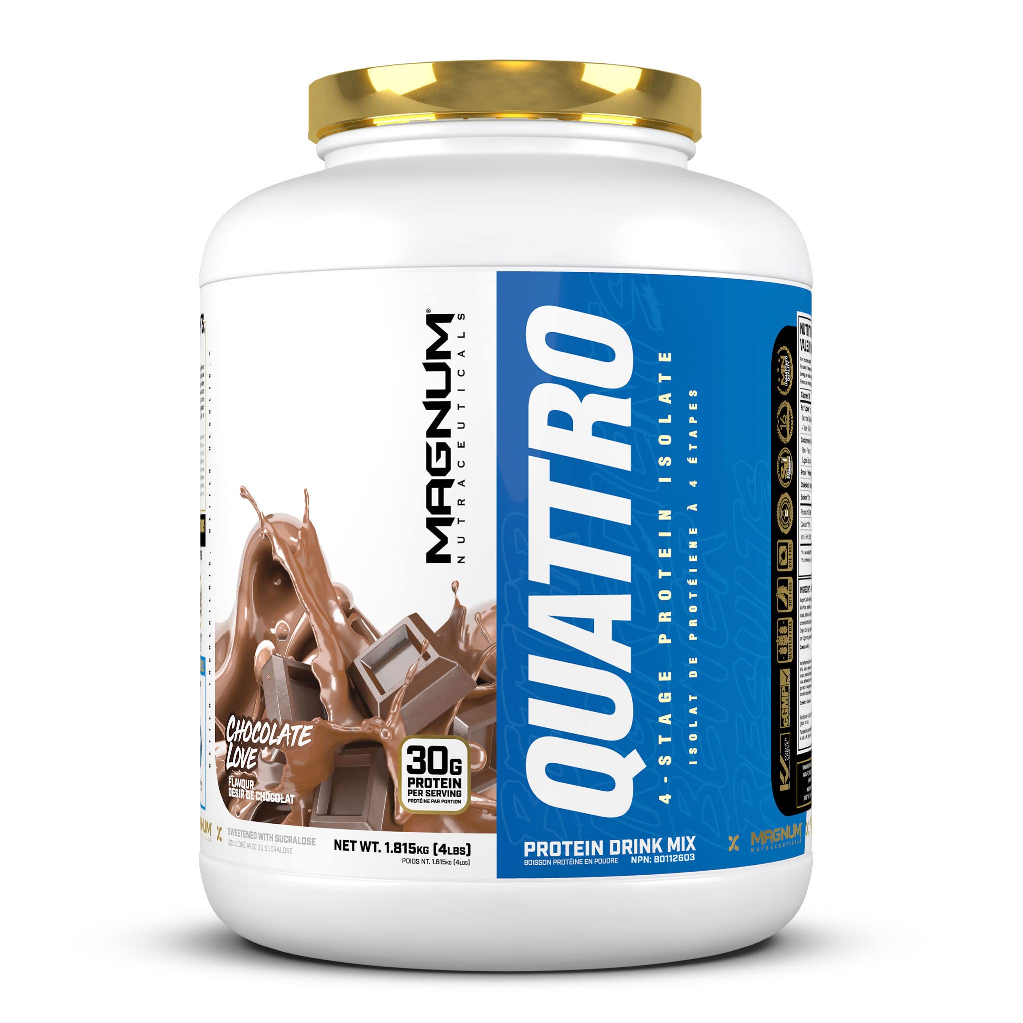 MAGNUM NUTRACEUTICALS QUATTRO 4-STAGE PROTEIN ISOLATE 4LB CHOCOLATE LOVE FLAVOR
