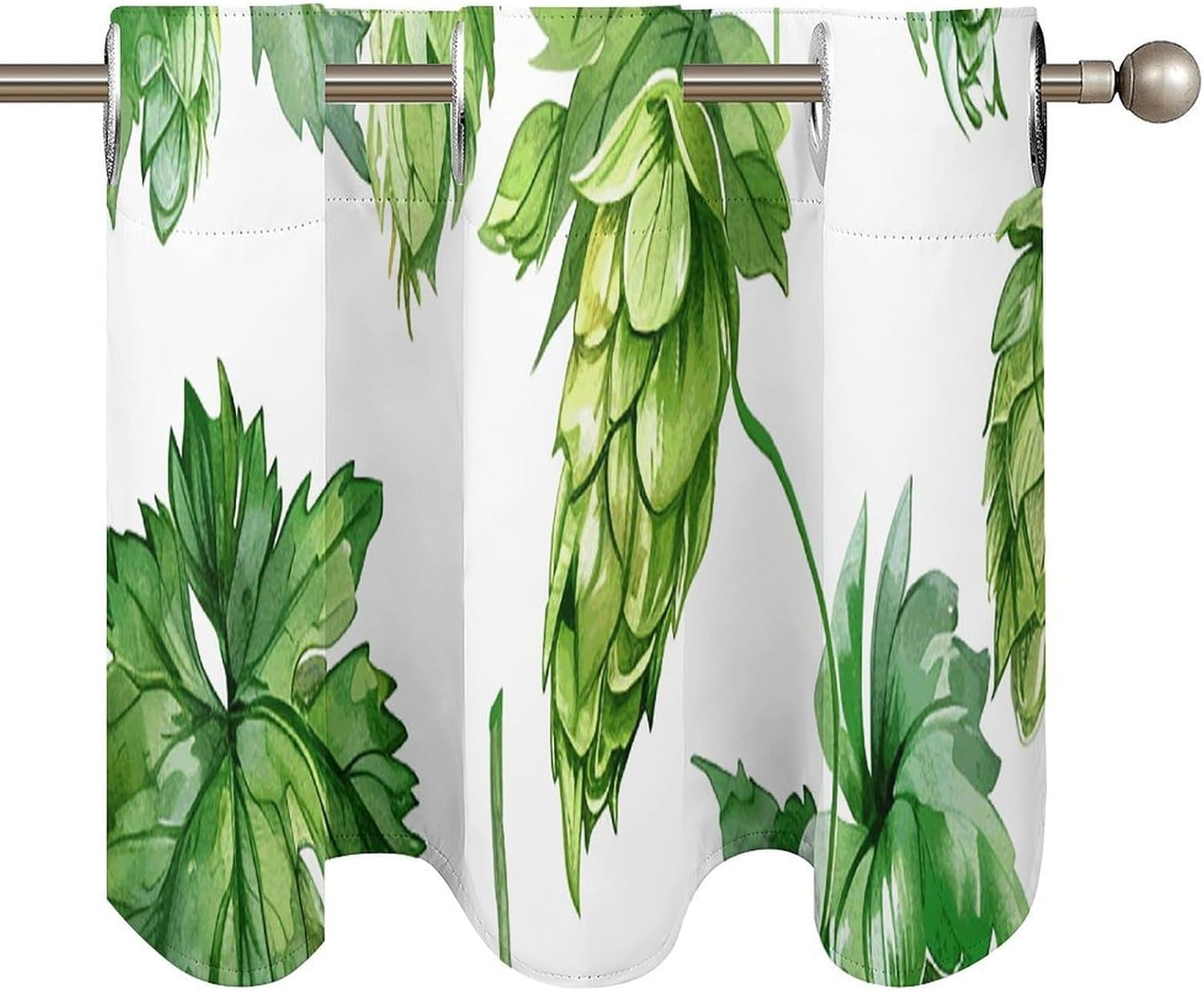 Green Style Pattern Valance for Windows, 2 Pack Kitchen Curtains Modern Home Decor, Soft Blackout Window Curtains for Living Room & Bedroom, 18 X 52 Inch