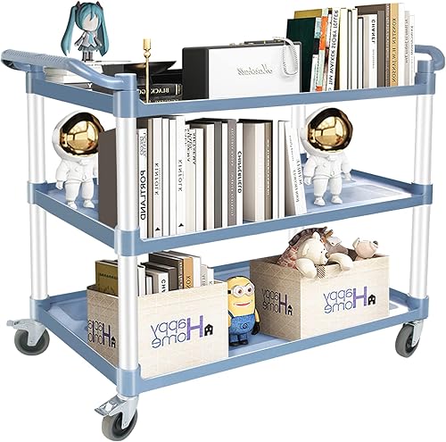 Miniatura 7 de Carros utilitarios con ruedas, carrito rodante de gran tamaño con ruedas, carrito de alimentos resistente de 600 libras con ruedas bloqueables y