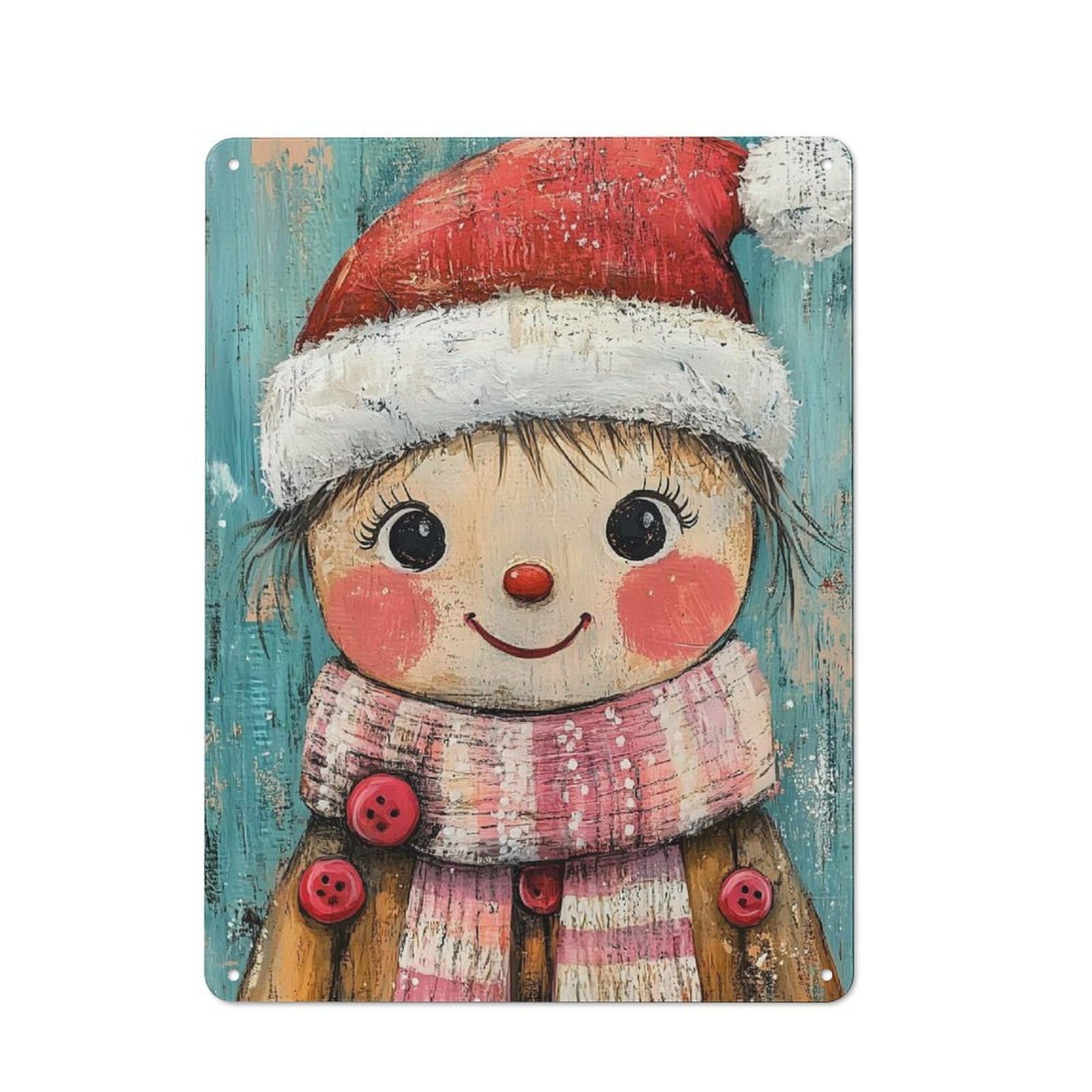 Junmoney Girls Smiling Christmas Rustic Metal Sign 40X30cm For Kitchen Or Home Bar, Gift For Kitchen Decor Lovers During The Christmas Season