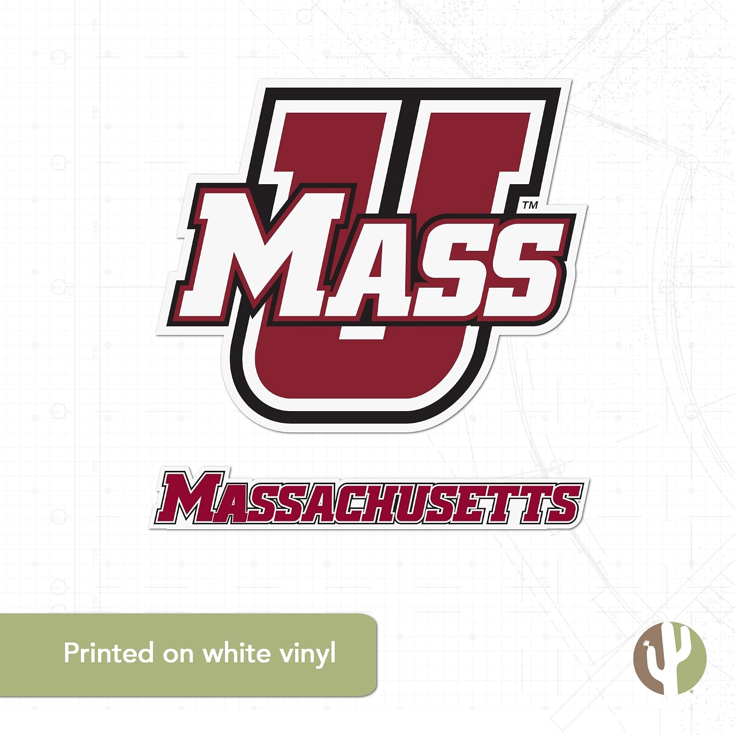 Desert Cactus University of Massachusetts UMass Sticker Vinyl Decal Laptop Water Bottle Car Scrapbook (4 Inch Set V1)