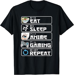 Eat Sleep Anime Gaming Repeat Anime Manga Otaku Women Men T-Shirt