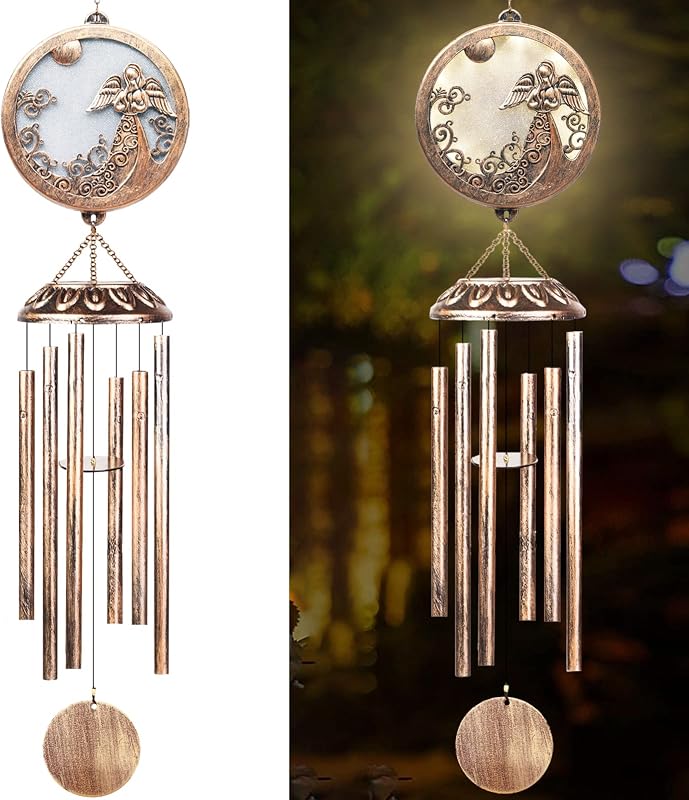 FSVGYY Solar Angel Memorial Wind Chime 33 Inch Deep Tone Outdoor