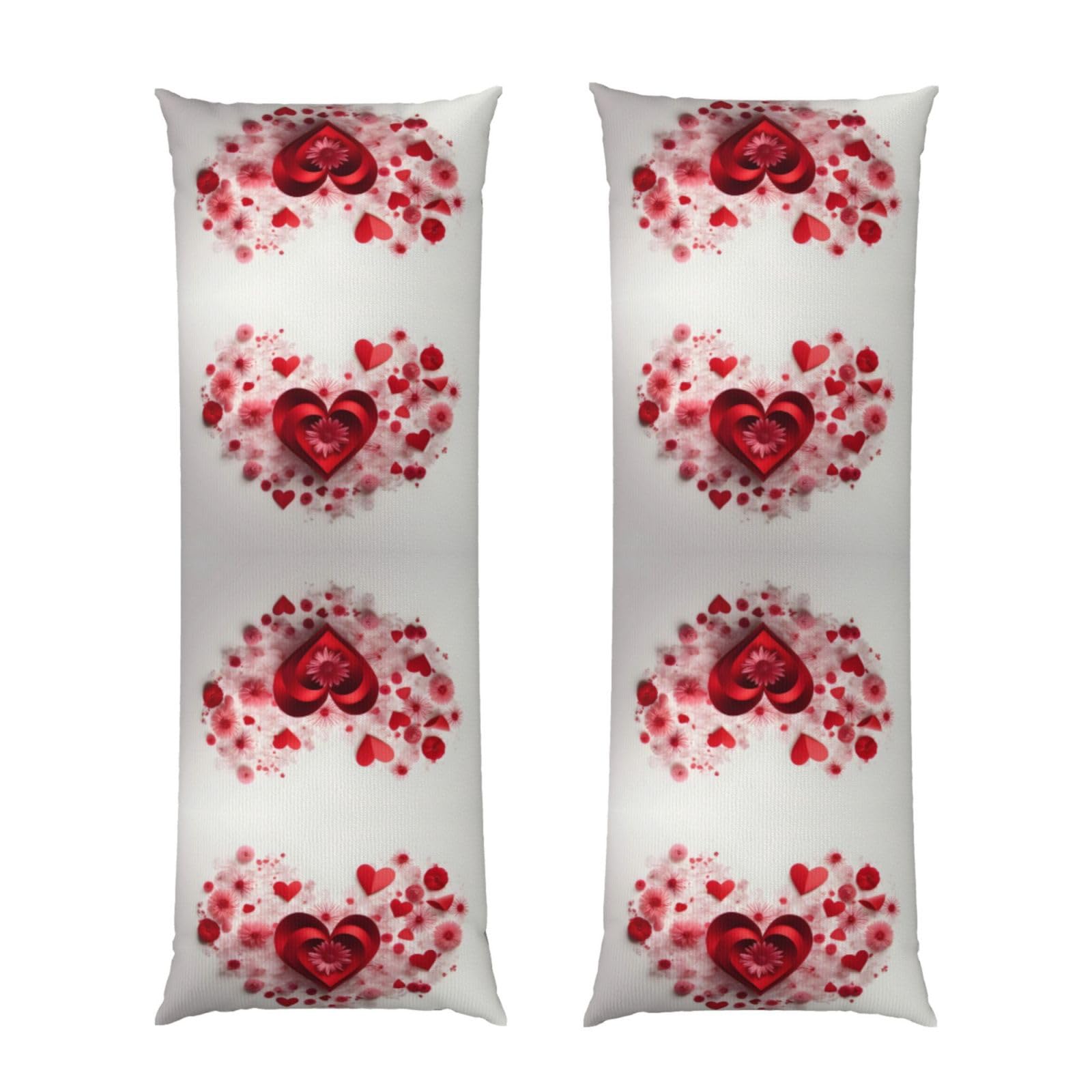 HUYGD Valentine's Day Red Heart Flower Long Body Pillowcase 20x60in â€ Luxurious and Cozy Pillowcase for Extra-Long Body Pillows