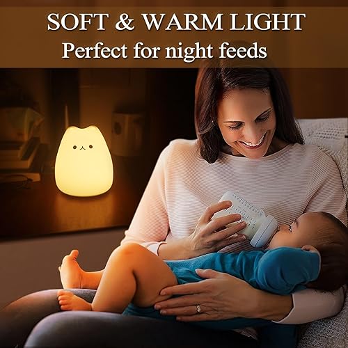 Miniatura 3 de SMOORITA Linda lámpara de gato, luz nocturna de gatito para dormitorio de niñas, regalos para mujeres, adolescentes, niñas, niños, bebés, lámpara