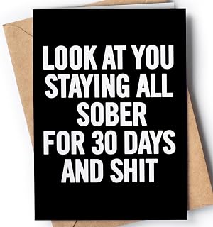 30 Days Sober Card, Thirty Days Sobriety Card, Funny Recovery Card, Original Soberversary Card for men or women - Say congratulations and show encouragement to someone who just reached a milestone