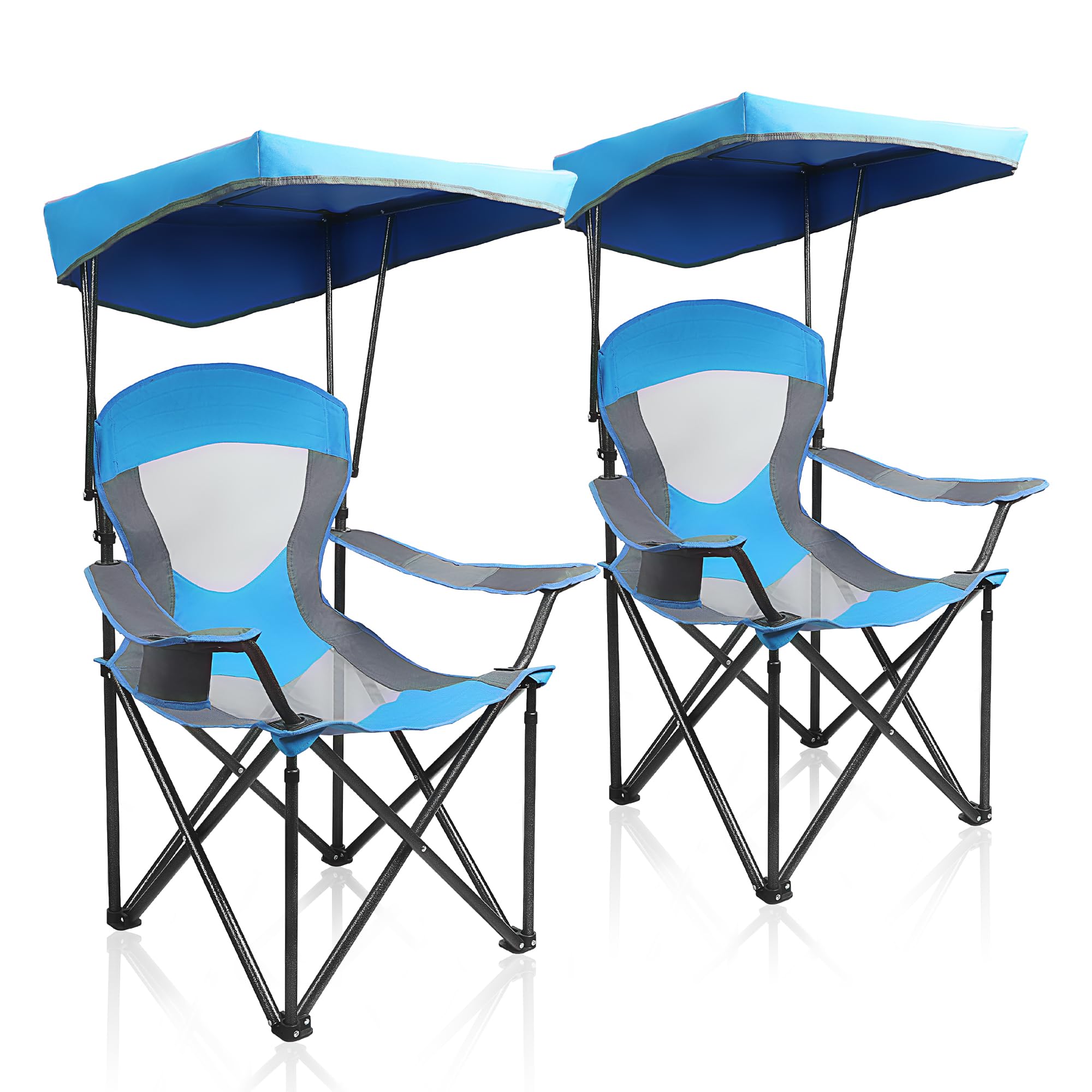 ALPHA CAMP Heavy Duty Canopy Camping Chair 350 lbs Capacity Oversized Folding Chair with Adjustable Sunshade Portable Sunshade