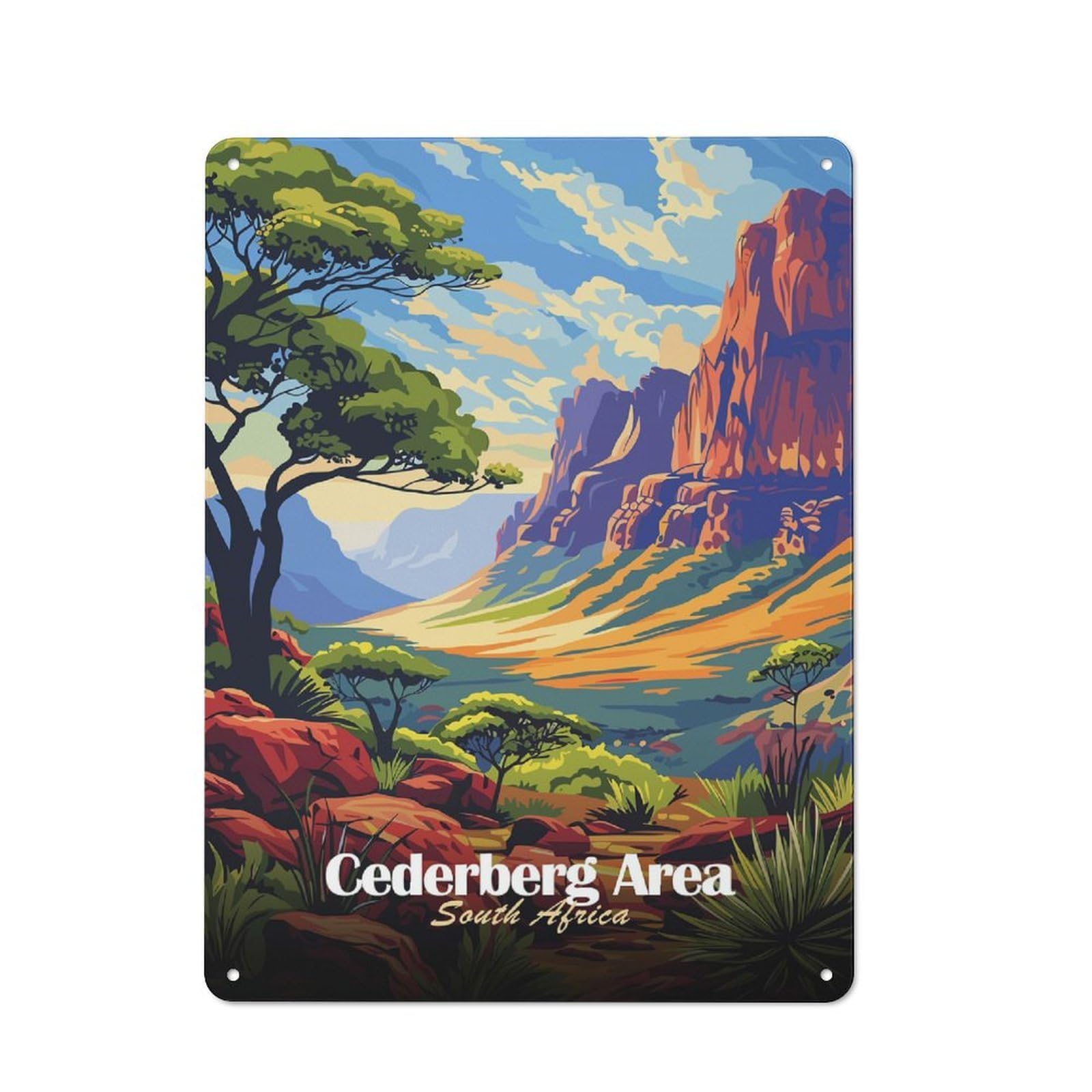 Junmoney Style-6 Tin Wall Plaque 40X30cm With Cederberg Area South Africa Landscape Art For Guest Room Or Hallway, For Garage, Workshop And Man Cave Decoration
