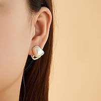 Vista 2 de Aretes de perlas para mujer, aretes redondos de perlas de imitación blancas, hipoalergénicos, regalos de joyería para mujer