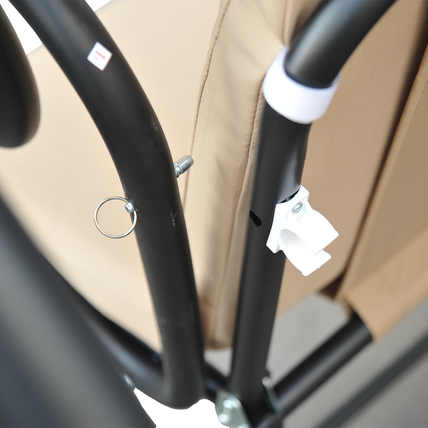 Dondolo Da Giardino 3 Posti Reclinabile Con Ombrellone E Cuscini - Beige - Foto 11