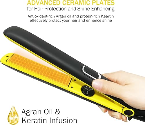 Miniatura 3 de IBROO Alisador de pelo de cerámica, 15% más largo de 1 pulgada de turmalina, plancha recta con revestimiento de queratina, plancha plana máxima de