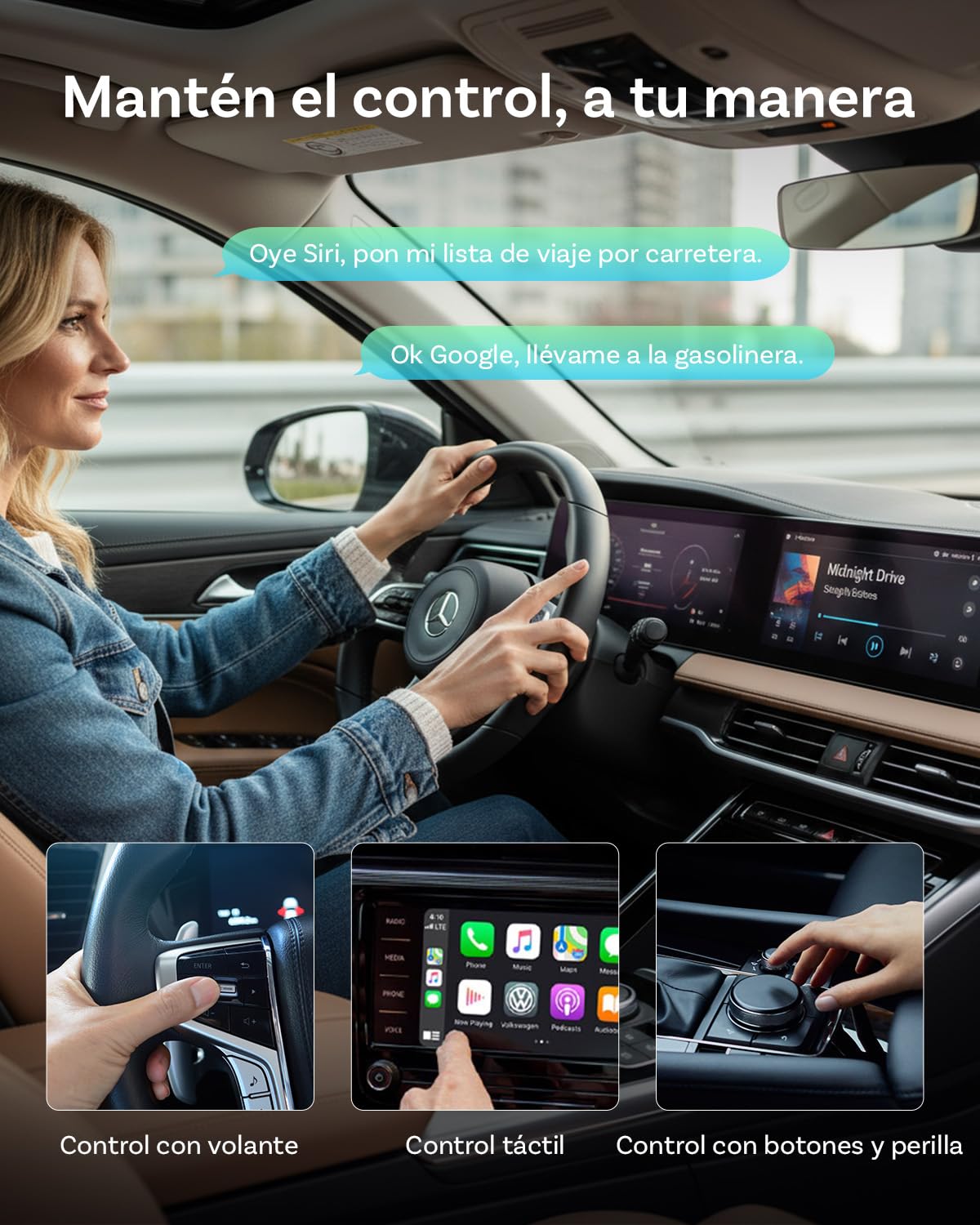 OTTOCAST Mini Pico 2026 Mejorado, Adaptador Inalámbrico 2 en 1 CarPlay y Android Auto con Adaptador USB-A/C, Cambio de Teléfono con un Solo Botón, Conexión Rápida para Teléfonos iOS 10+ y Android 11+