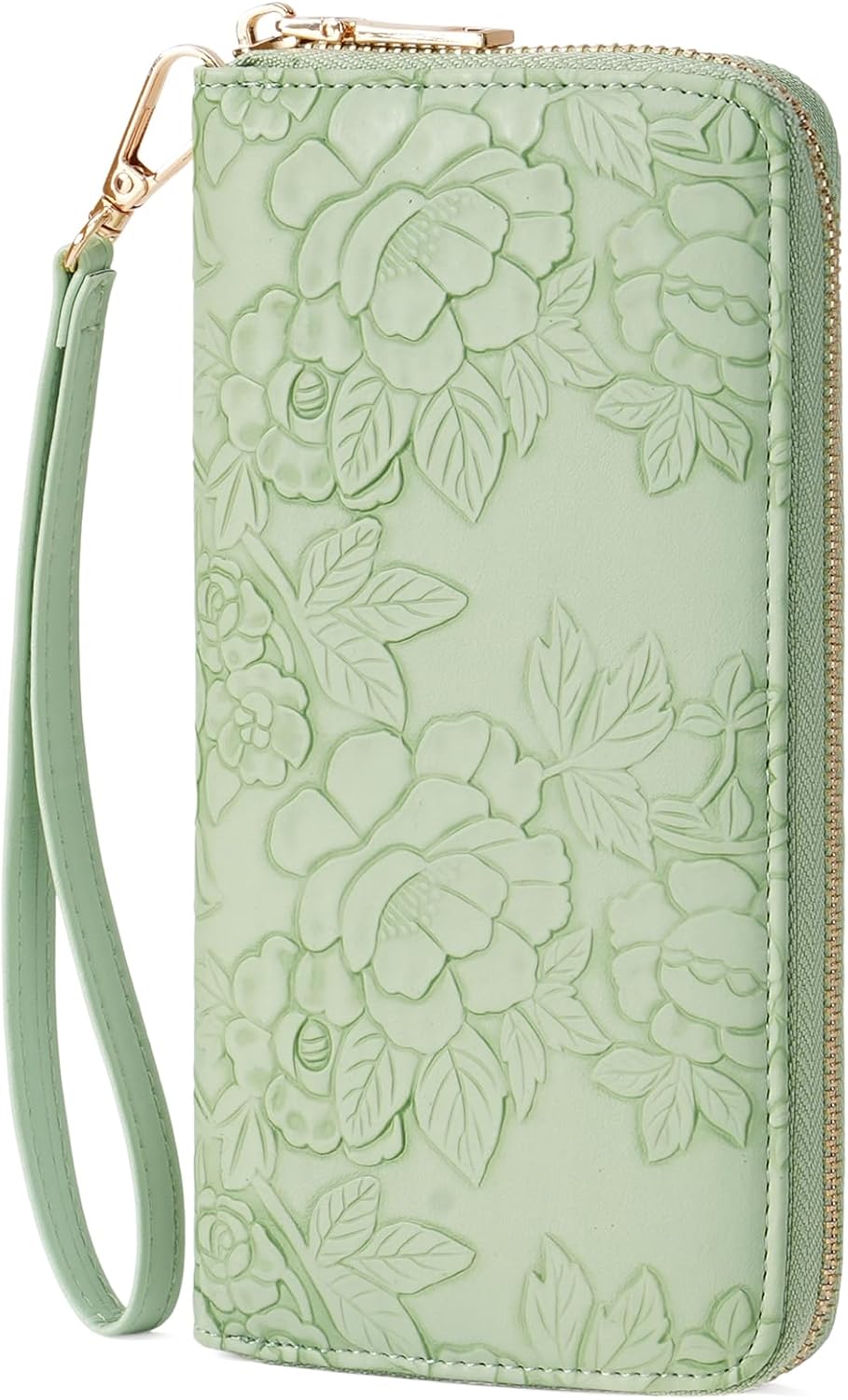 GAEKEAO Womens Wallet RFID Blocking Leather Wristlet Purse Large Capacity Card Holder Long Ladies Wallet Zip Around Clutch