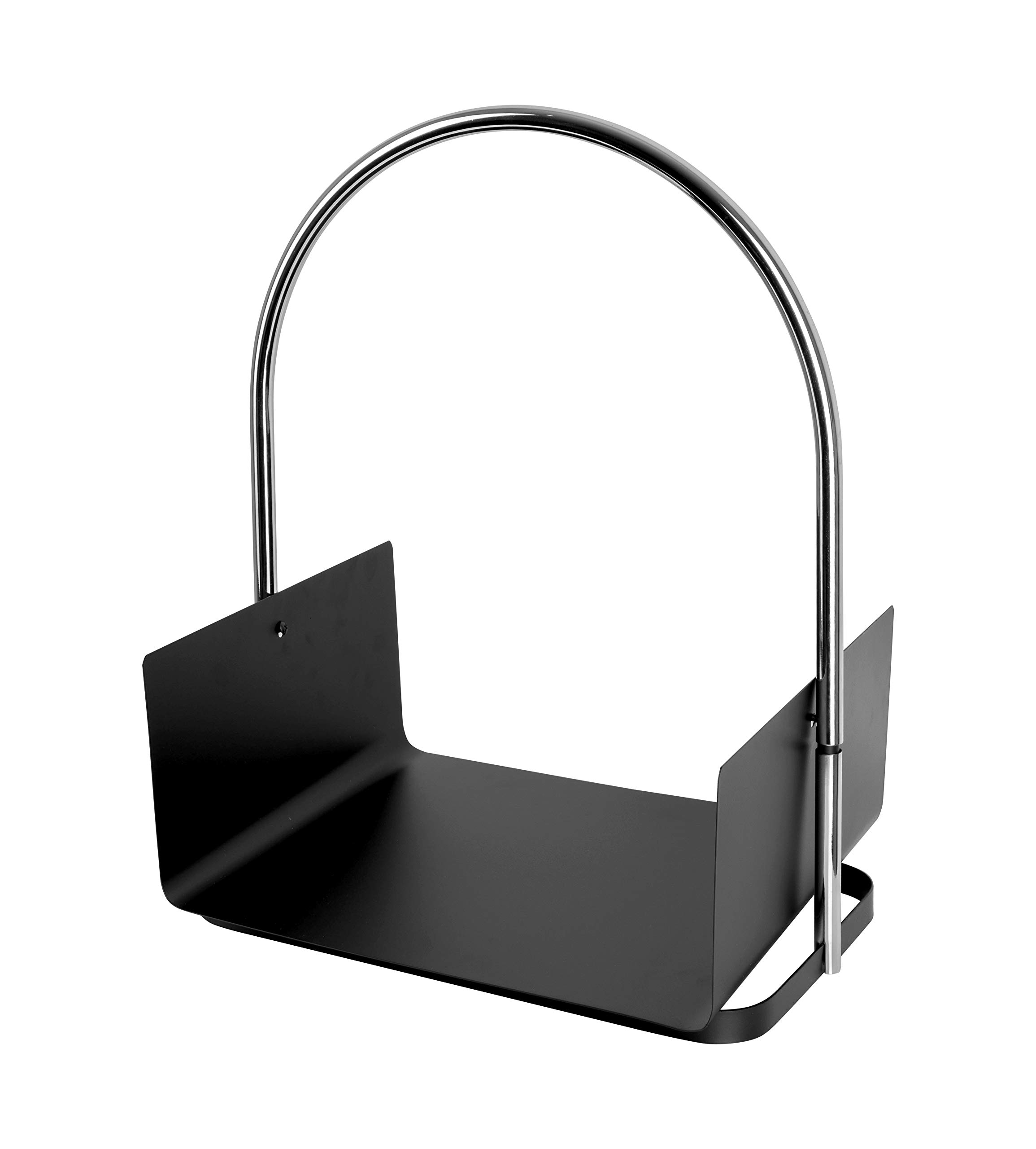 ADGO Basket Legna Vettore per Camino, Cestello con Manico, Legna da Ardere Il Cestino di Trasporto di 40 x 30 cm, Semplice Moderno e Minimalista, Chrome Nero, 1 pezzo
